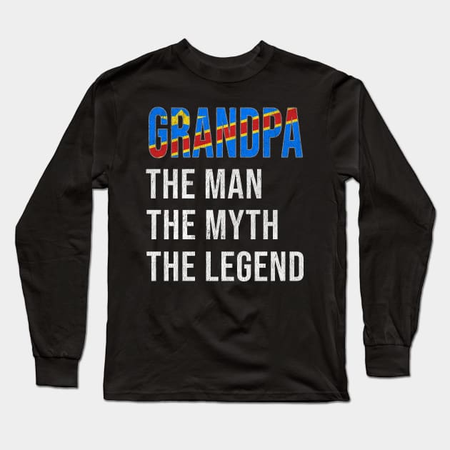 Grand Father Congolese Grandpa The Man The Myth The Legend - Gift for Congolese Dad With Roots From  Democratic Republic Of Congo Long Sleeve T-Shirt by Country Flags